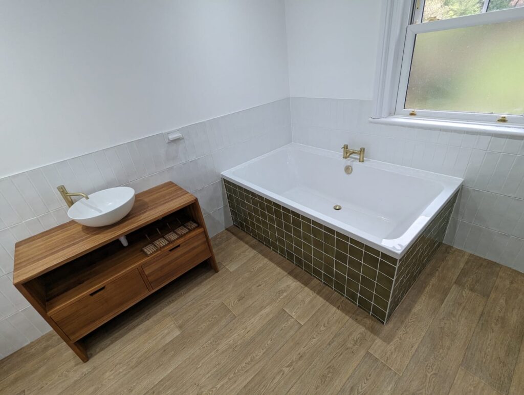 Bathroom bath and basin